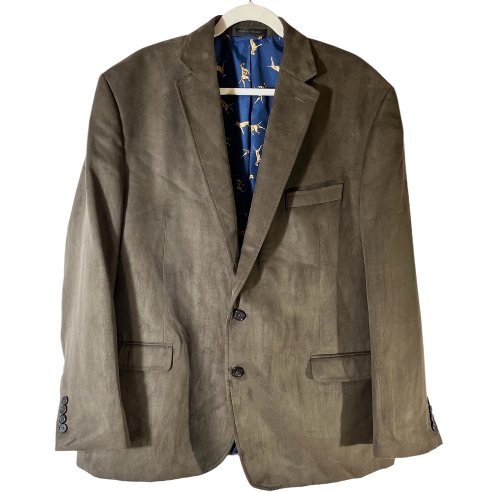 Lauren Ralph Lauren Faux Suede Blazer Mens‎ 46R Brown Hunting Dog Lining